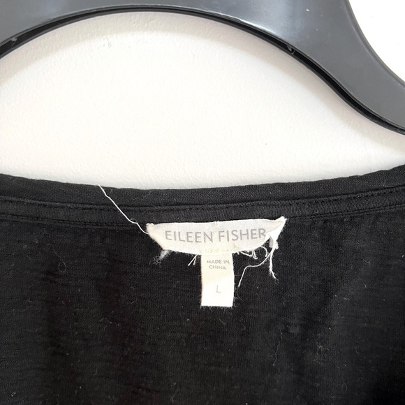 Eileen Fisher 100% Cotton Black Scoop Neck Short Sleeved T-Shirt, size L - Picture 4 of 6